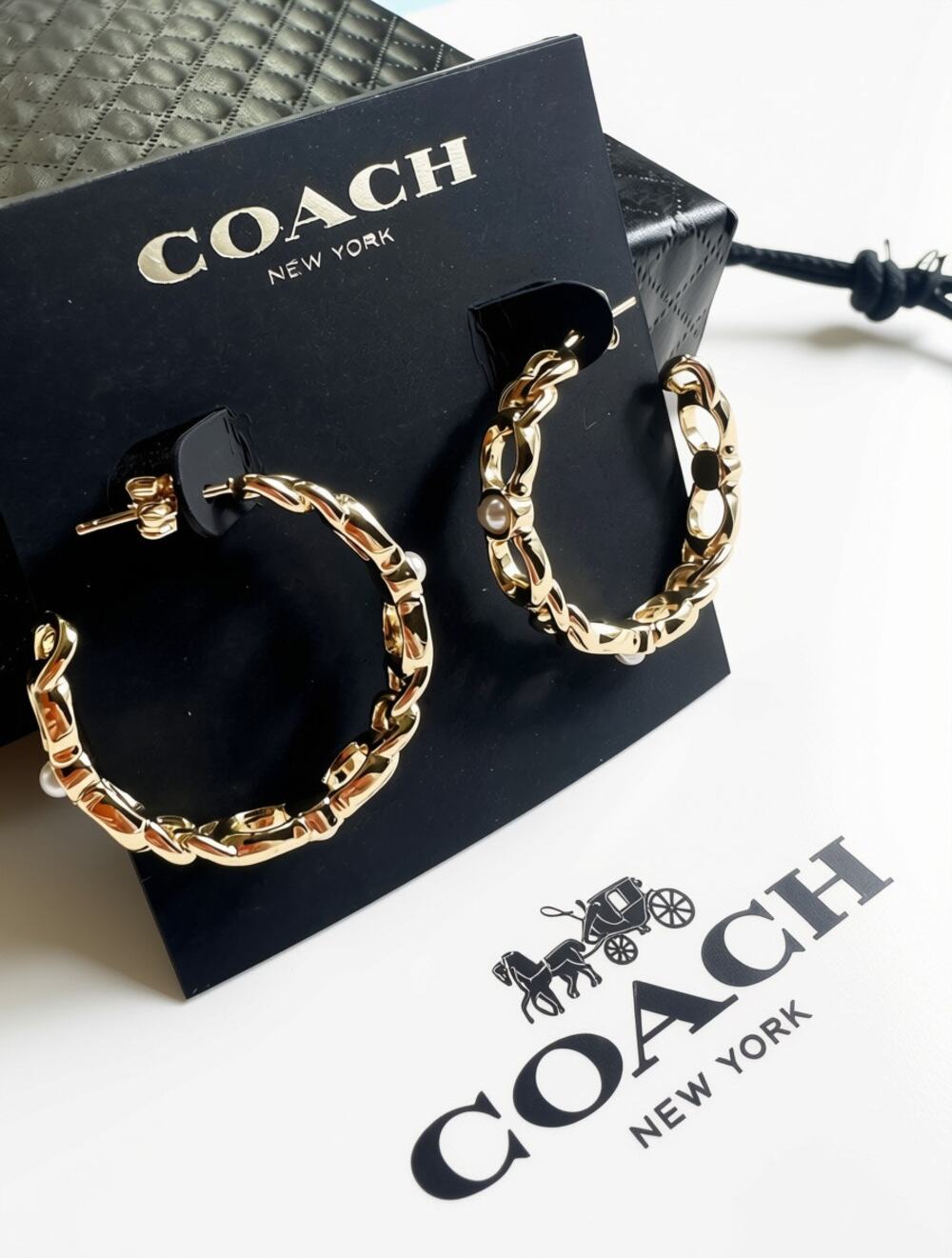 Coach Linked C Small Hoop Earrings